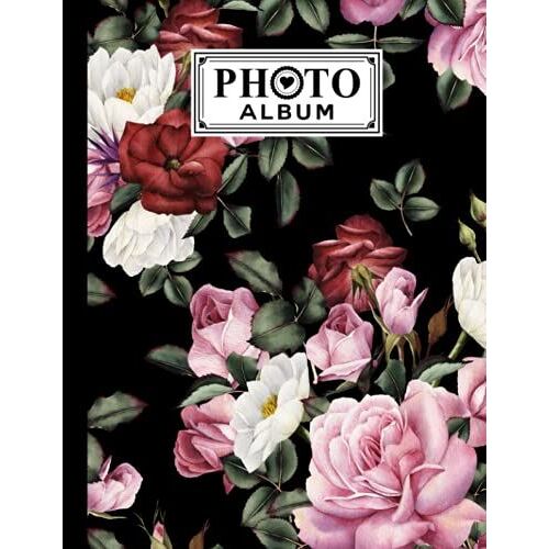 Photo Album: Album, Large Photo Albums With Writing Space Memo, Extra Large Capacity Picture Album, Family, Baby, Wedding, Travel Photo Book, 120 Pages | Roses Floral Cover By Ella Schweizer
