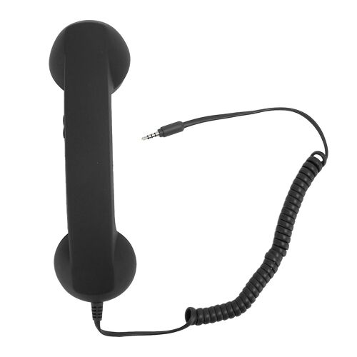 Rétro Récepteur Téléphonique Professionnel 3.5mm Plug Rayonnement Résistant Filaire Téléphone Portable Combiné pour Smartphone PC Noir