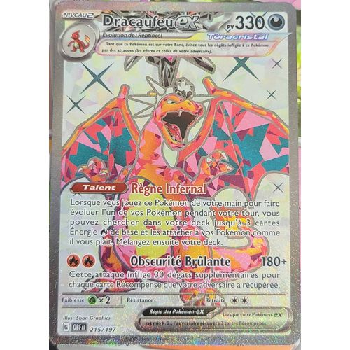 Carte Pokémon Dracaufeu Ex Terracristal 215/197 Flammes Obsidiennes Fr