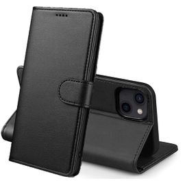 Coque pour iPhone 13 (6,1") - Portefeuille Noir Rabat Clapet Aimante Rangement Cartes [Phonillico]