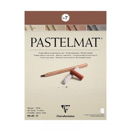 Bloc Dessin Pastelmat N°7 - 18x24cm - 12 Feuilles 4 Teintes - Clairefontaine