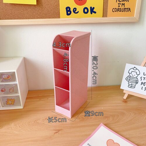 Boîte De Rangement De Bureau Coréen Ins Kawaii, Porte-Stylo Diagonal À Quatre Grilles, Boîte Porte-Bonheur De Rangement Pour Cosmétiques Brosse Rouge À Lèvres