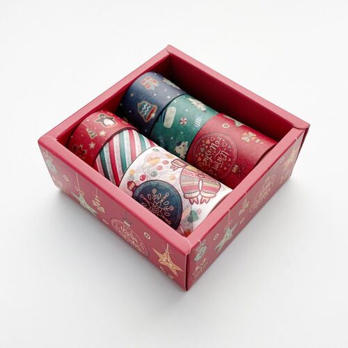 Ensemble De Rubans Washi De Noël, Étiquette Scrapbooking, Bonhomme De Neige, Kawaii, Mignon, Papeterie Fournitures Scolaires, Diy Bricolage, 6 Pièces/Ensemble