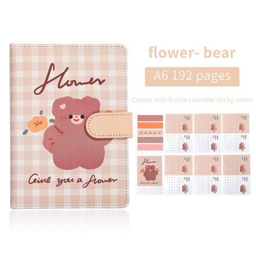 Cute Little Bear Journal A6 Notebook Kawaii Stationery Student Writing Calendar Cartoons Magnetic Clasp Notepad School Supplies
