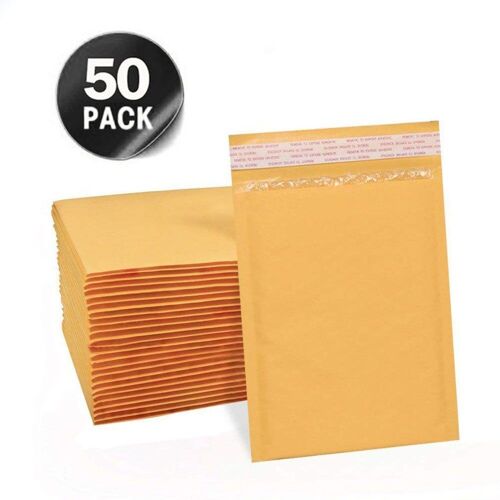 Enveloppes Rembourrées À Bulles En Papier Kraft, 50 Pièces, Pour Envoi De Courrier, Cadeau, Sac De Rangement De Courrier, À Fermeture Automatique