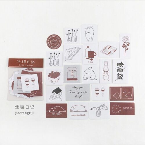 Autocollants Série Sel Pratique Mignon, Étiquette Washi Simple Décoratif, Paquet De Papeterie En Papier Pour Notes Inscriptibles, 60 Feuilles