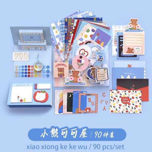 Ensemble De Blocs-Notes Créatifs, Étiquette De Journal De Base, Décoration Vent, Sac Ins, Papeterie Scolaire, Cadeau Pour Enfants, 90 Pièces/Ensemble