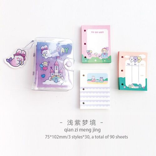 Cahier De Poche À 3 Anneaux Avec Motifs Mignons, Housse Transparente, Mini Carnet, Feuilles Mobiles, S'emporte Partout, Portable, Créatif, Kawaii, Fournitures Scolaires, Papeterie,