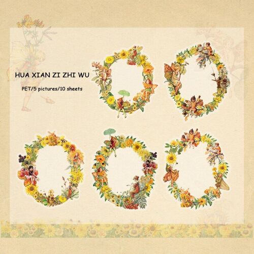 Autocollant Vintage À Bordure De Fleurs Littéraire, 10 Feuilles, Décoration Pet, Étanche, Pour Journal, Matériel De Papeterie Pour Scrapbooking, Diy Bricolage