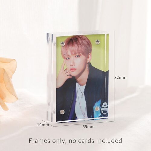 3/3.5 Pouces Acrylique Transparent Damier Idole Étoile Cadre Photo Mignon Carte De Stockage Titulaire Organisateur De Papeterie Fournitures Scolaires