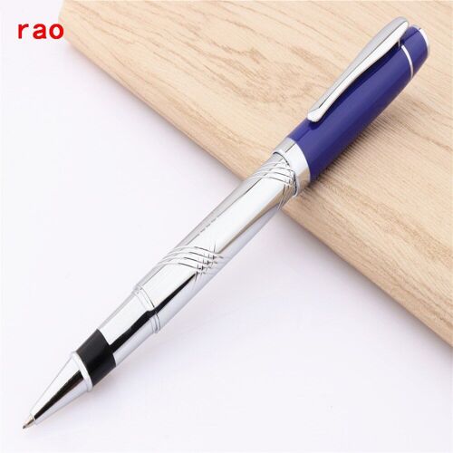 Stylo Roller À Pointe Moyenne, De Luxe, Qualité Bleue 800, En Acier Inoxydable Platine, Pour Bureau Et Affaires