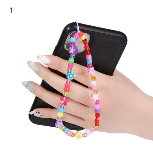 Lanière de téléphone portable avec perles, fleurs, étoiles, coeur, amour, corde de poterie douce pour étui de téléphone portable, cordon de suspension pour femmes