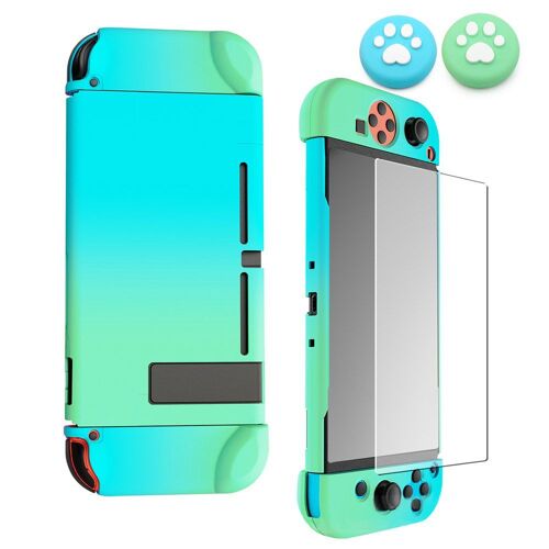 Coque De Protection Pour Nintendo Switch Avec 2 Capuchons De Poignée Et Protecteur D'écran En Verre Trempé Transparent Hd, Couleur Dégradée