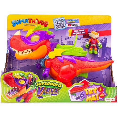 Superthings V-Rex Superdino Articulated Villain Dinosaur With Lights & Sound
