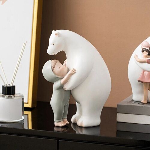 Figurine Ours Polaire En Résine, Sculpture Nordique, Fille Kawaii, 1 Pièce, Pour Décor De Maison, Accessoires De Décor De Bureau, Cadeau