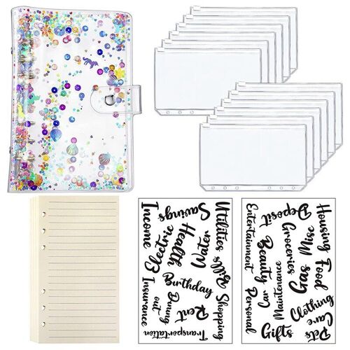 Organisateur De Classeur De Planificateur De Budget A6, Couvercle De Classeur En Pvc Souple Avec 12 Poches De Reliure (Style Coloré)