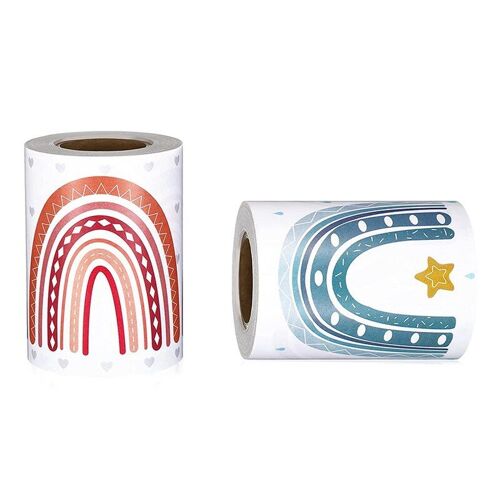 Autocollants Auto-Adhésifs Pour Bordures De Feuillets Arc-En-Ciel, 2 Rouleaux, Pour Décoration De Fête, De Classe, D'école, Boho