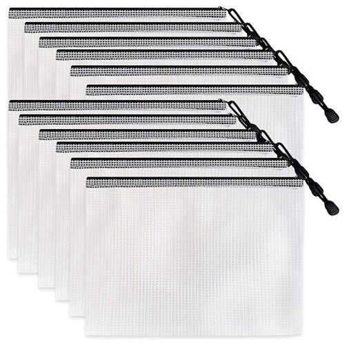 Sac À Fermeture Éclair Pour Fichiers A4, Sac En Maille Pour Jeux De Société, Sac De Rangement Pour Fichiers En Pvc, Sac De Rangement Pour Fournitures De Bureau (34cm X 24cm) 12 Pièces