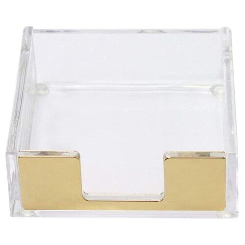 Acrylique Bloc-Notes Autocollant Porte-Organisateur De Bureau 3.5x3.3 Pouces Support De Mémo Pour La Maison De Bureau Fournitures De Bureau (Or)