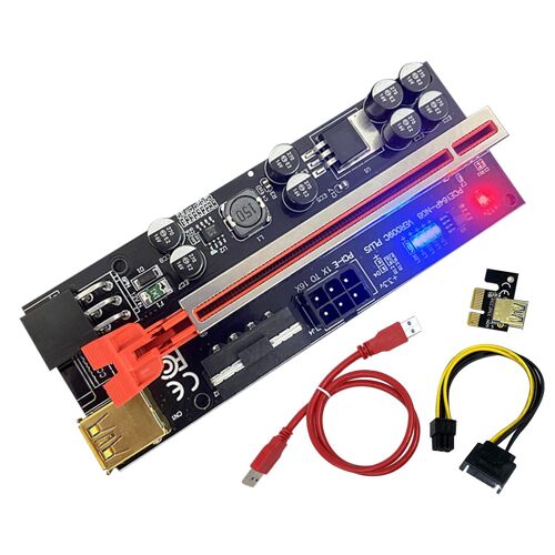 adaptateur de carte SATA avec lumière LED, 8 condensateurs solides, PCIE 1X à 16X, prolongateur de carte USB 3.0