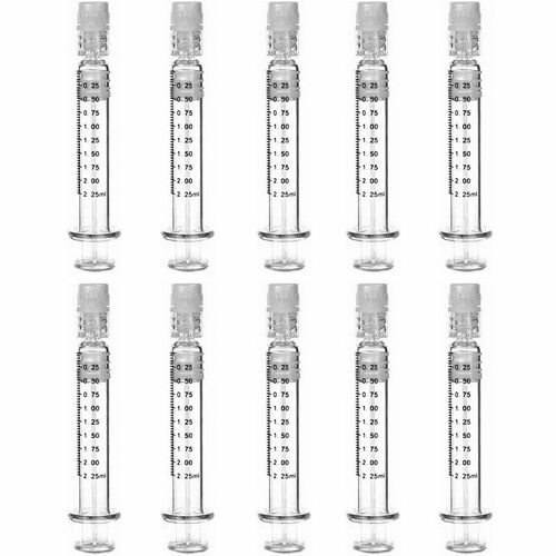 Seringue En Verre Borosilicate De 2.25ml, 10 Pièces, Pour Le Chanvre, Les Distillats D'huiles Cbd, Les Jus De Fruit Et Les Liquides