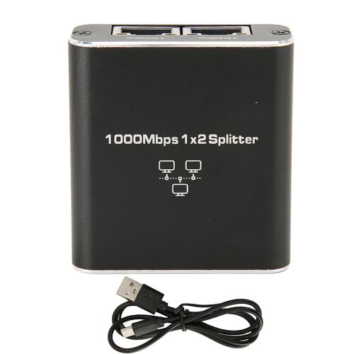 Répartiteur Gigabit 1000 Mbps 1 entrée 2 sortie RJ45 Port Répartiteur réseau en alliage d'aluminium pour routeur d'ordinateur portable PC