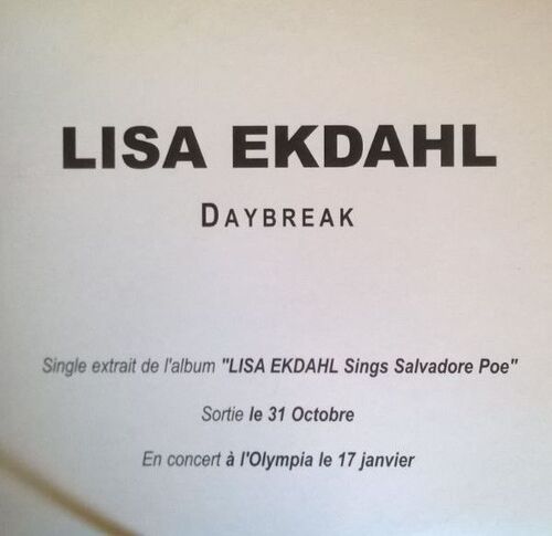 Cd 1 Titre Lisa Ekdahl. Daybreak.