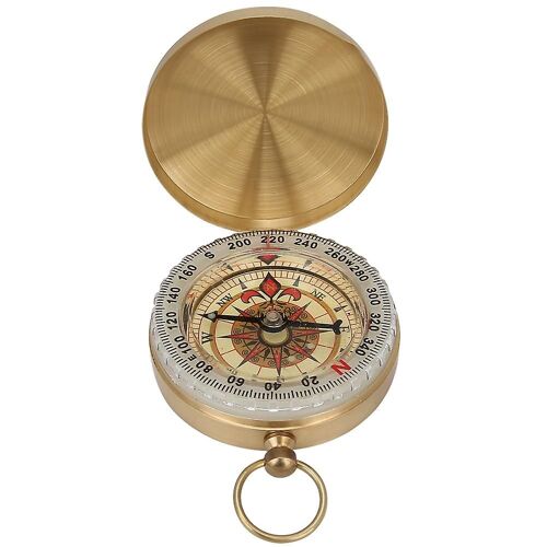 Boussole À Bascule Lumineuse De Type Montre De Poche De Style Rétro En Laiton Avec Couvercle Pour L'alpinisme En Plein Air