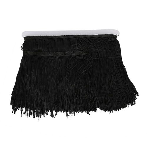 10yd 14cm Long Frange Pompon Polyester Dentelle Garniture Ruban Coudre Étape Bricolage Vêtements Rideau Vêtement AccessoiresNoir