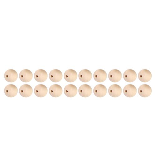 5 Sac De Perles De Bois Naturel Rond Bricolage Collier Fait À La Main Accessoires 22mm / 25mm / 30mm (Couleur Naturelle 22mm 20pcs)