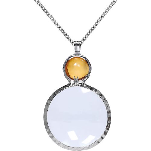 Pendentif Loupe (Jaune), Longue Chaîne Monocole Verre Loupe Collier Mama Collier Collier Pour Femme Pour Bibliothèque, Lecture, Zoom, Bijoux, Artisanat Couture