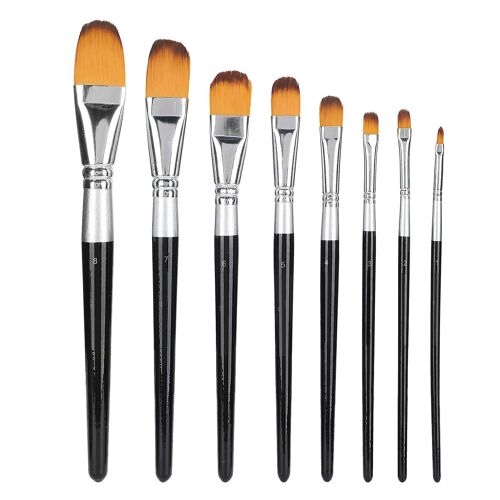 Artiste Pinceau Ensemble Nylon Brosses À Cheveux Pour Peinture À L'huile/Acrylique/Aquarelle 8 Pcs