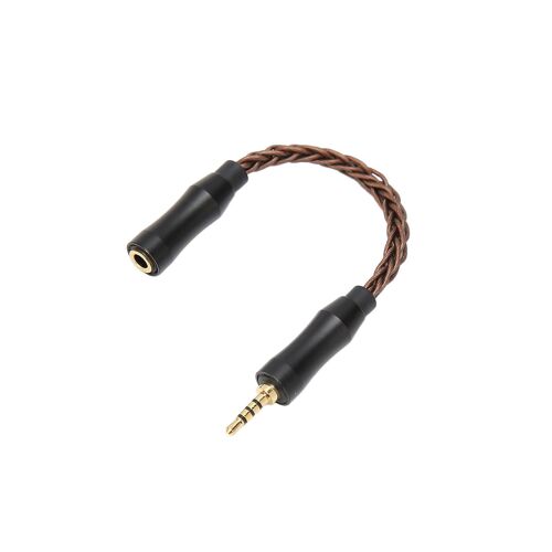 3.5mm à 2.5mm Câble Son Femelle vers Mâle Noyau de Cuivre Monocristallin 8 Brins Sans Perte Son Casque Adaptateur Câble 5.5in Bronze
