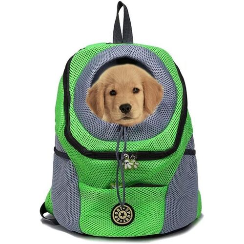 Sac À Dos De Transport Pour Animaux De Compagnie (Vert), Adapté Aux Chiens Et Chats Jusqu'à 3-7 Kg, Sac De Voyage Mains Libres Pour Animaux De Compagnie, Tête Exposée Respirante, Fond Imperméable, Ada