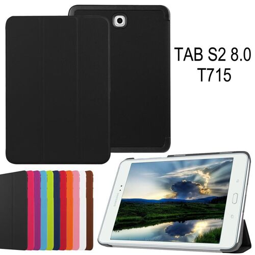 Galaxy Tab S2 8.0 Coque, Saturcase Pu Cuir Flip Pliable Folio Stand Protecteur Tablette Case Cover Housse Étui Coque Pour Samsung Galaxy Tab S2 8.0 Sm-T710 T715 (Noir)