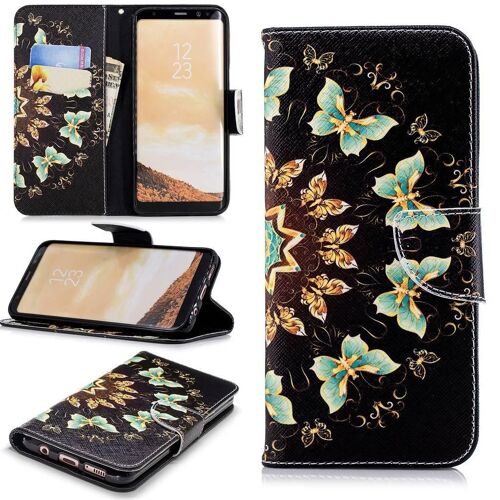 Samsung Galaxy S8+ / S8 Plus Coque, Saturcase Motif Unique Pu Cuir Magnétique Flip Portefeuille Support Porte-Carte Protecteur Cover Case Coque Housse Étui Pour Samsung Galaxy S8+ / S8 Plus (Bw-1)