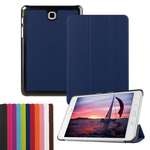 Galaxy Tab A 8.0 Coque, Saturcase Pu Cuir Flip Pliable Folio Stand Protecteur Tablette Case Cover Housse Étui Coque Pour Samsung Galaxy Tab A 8.0 Sm-T350 (Bleu Foncé)