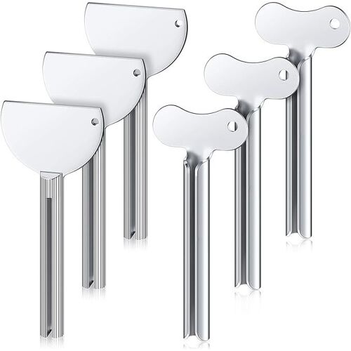 6 poignées acier inoxydable dentifrice extrudeuse métal extrudeuse coiffure clé extrudeuse salle de bain outils