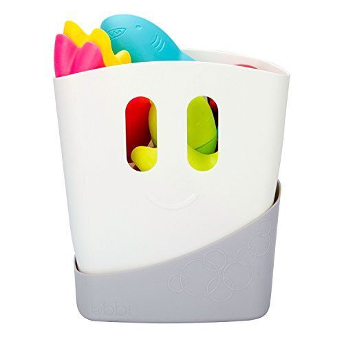 Ubbi Freestanding Bath Toy Organizer Bath Caddy With Removable Drying Rack Bin And Scoop For Bath Toys For Toddlers + Baby - Gray