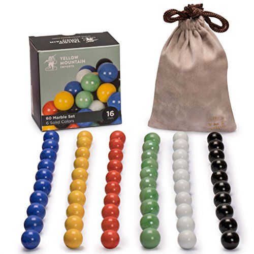 Marbles For Chinese Checkers, Set Of 60, 6 Solid Colors, 10 Marbles For Each Color, Includes Velvet Drawstring Pouch