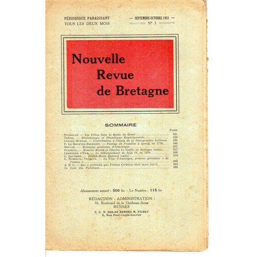Nouvelle Revue De Bretagne N°6 - Septembre-Octobre 1951