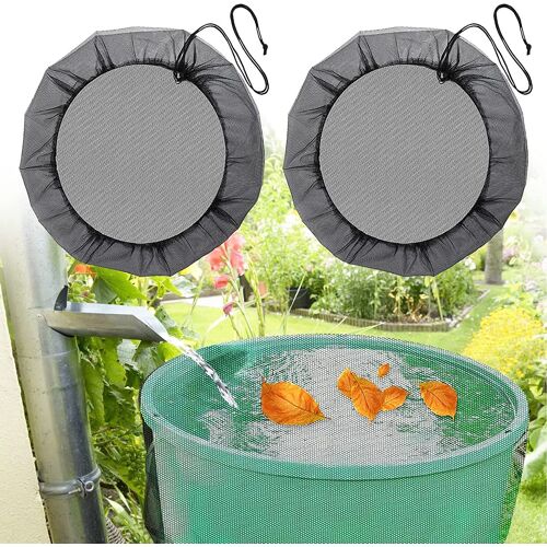 2 Pcs Filet pour Citerne de Pluie,95cm,avec Cordon de Serrage, Filet de Protection Réglable, Protection Contre Moustiques et Feuilles