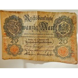 20 Deutche Mark De 1914 Allemagne Monnaie Billet