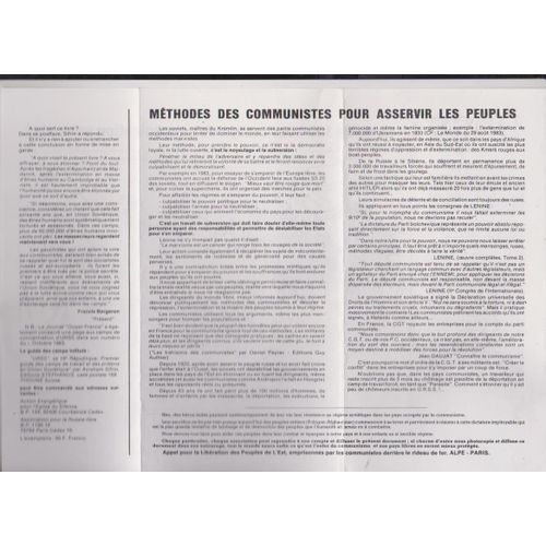 Document A4 Plié En 3 Volets Recto-Verso Alpe Le Tourisme En Urss - Méthodes Pour Asservir Les Peuples -