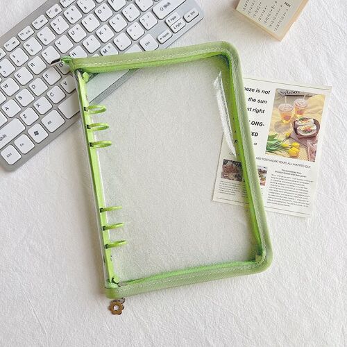 Porte-Fichiers Transparent En Pvc A5,6 Trous,Cuir Chevelu,Sac À Documents Bricolage,Anneaux De Reliure,Classeur De Stockage,Cahier,10 Pièces - Type Green-A5 #A