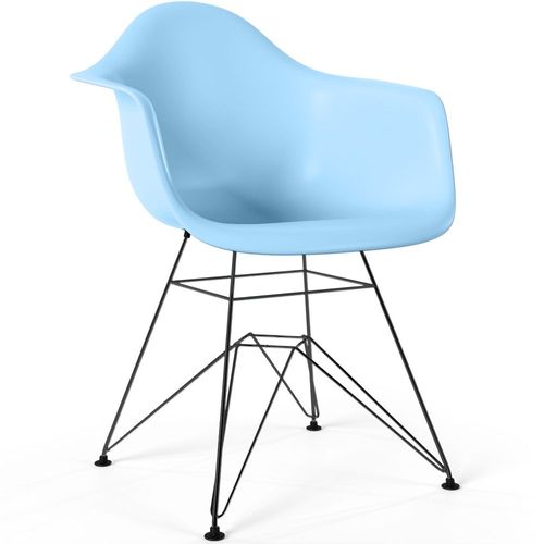 Chaise De Salle À Manger - Design Scandinave Et Pieds En Métal Noir - Skandiva Bleu Clair