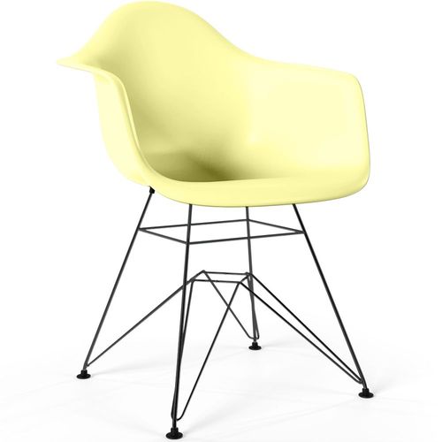 Chaise De Salle À Manger - Design Scandinave Et Pieds En Métal Noir - Skandiva Jaune Pâle