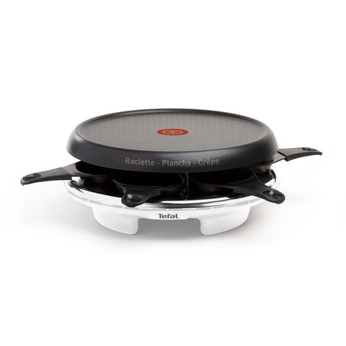 Appareil à Raclette 3-en-1, Plancha, Crêpier, 6 coupelles, Revêtement antiadhésif, TEFAL