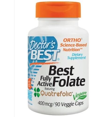Doctor's Best, Best Folate Pleinement Active Mettant En Vedette Quatrefolic 400 Mcg, 90 Caps Veggie 