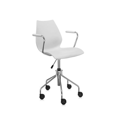 Kartell Chaise À Roulettes Avec Accoudoirs Maui (Gris Clair - Polypropylène Coloré Dans La Masse)